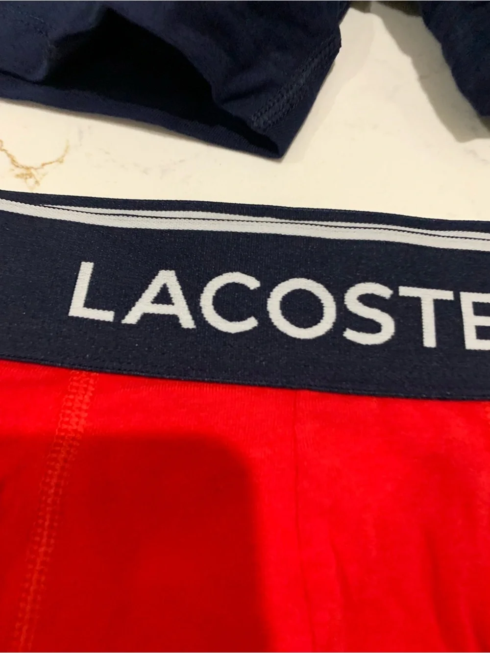 Lacoste Men’s Boxer Cotton Brief 3-lot  — Red, Navy, Dark Blue Size XXL